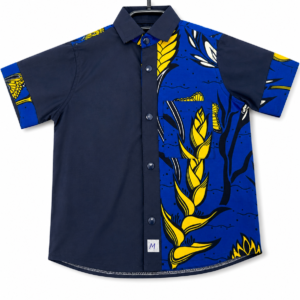 Chemise Wax Africain de Motif Feuillage – Royal Harvest