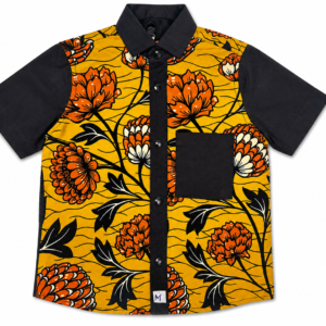 Chemise Wax Africain de Motif Fleur – Golden Blossom