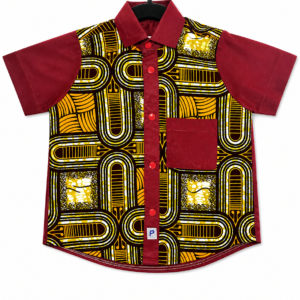 Chemise Wax Africain de Motif Labyrinth – Crimson Maze