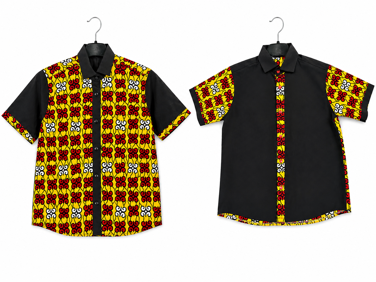 Chemise Wax Africain de Motif Spirale - Avant et Arrière– Golden Reign
