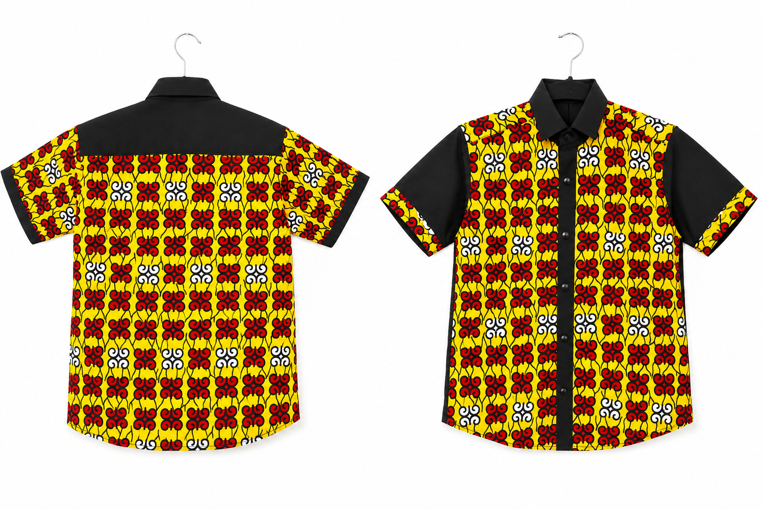 Chemise Wax Africain de Motif Tourbillon - Avant et Arrière – Solar Crown